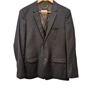 Sandro Paris 100% Wool Single-Breasted Blazer Navy Notch Lined‎ Career Workwear